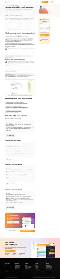 Használja a teljesen testreszabható kedvezmény előtti email sablonjainkat, hogy érdeklődési szikrát keltsen potenciális és a már meglévő ügyfeleiben kedvezmény kampányaiban.