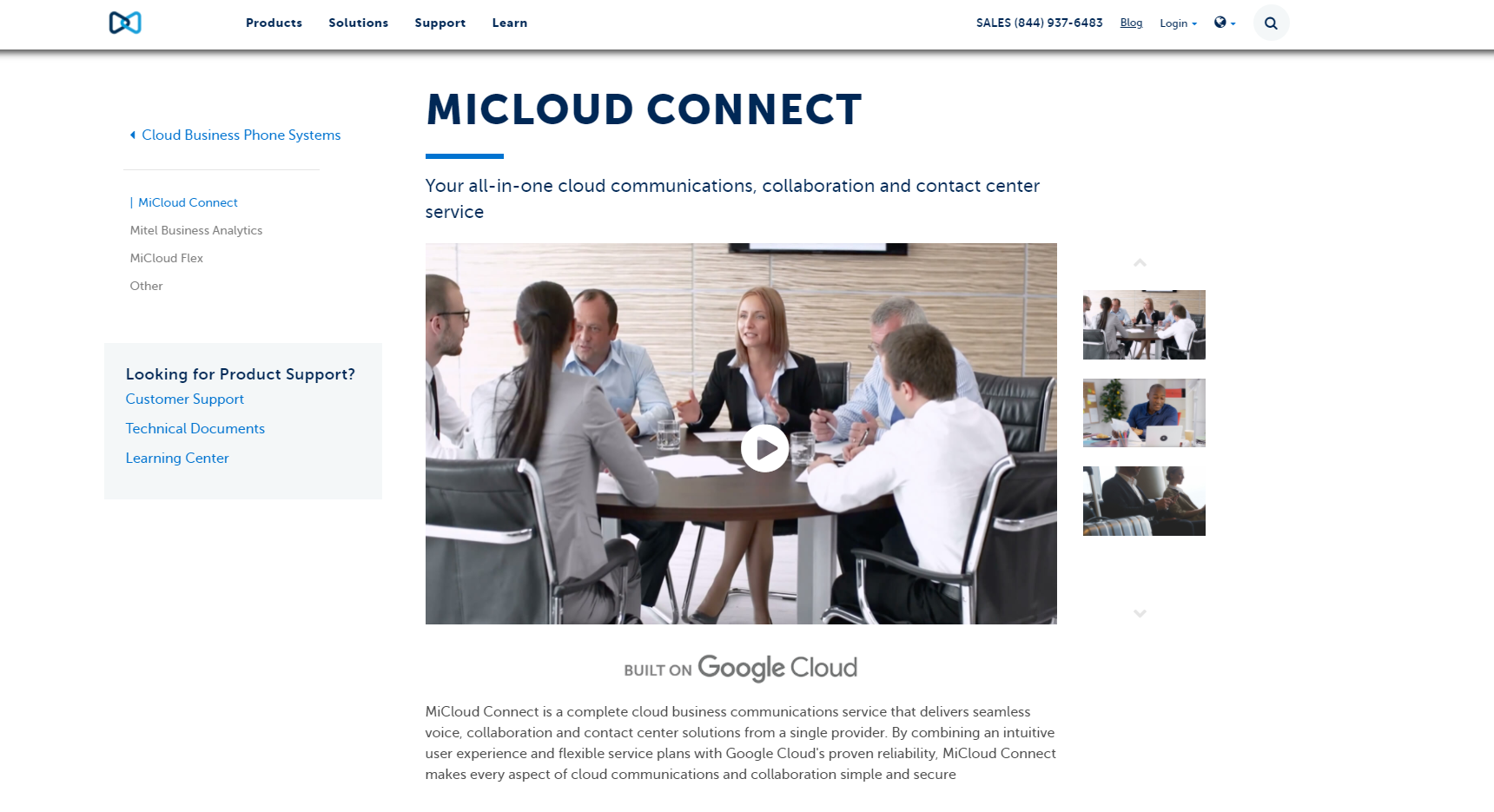 MiCloud Connect szolgáltató webhelye