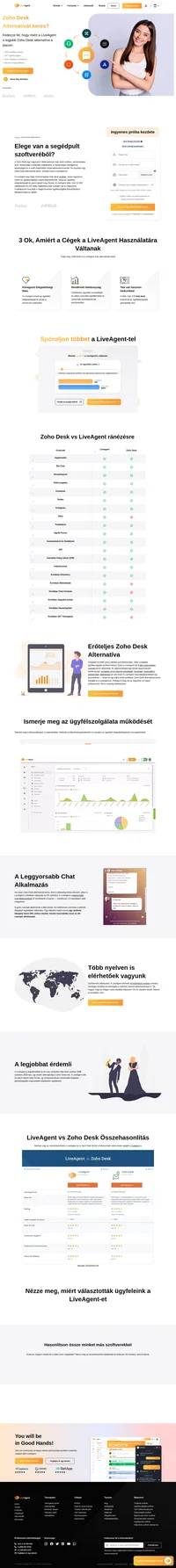 Zoho Desk alternatívát keres? Akkor a LiveAgent a megfelelő választás az Ön számára! Fedezze fel a több, mint 179 help desk funkciót és a leggyorsabb csevegő alkalmazást.