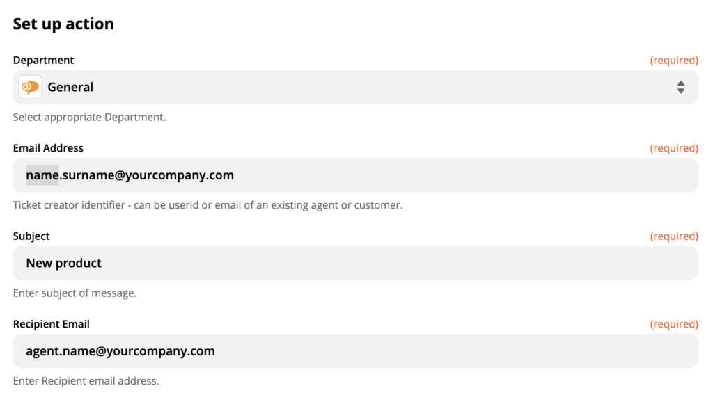 LiveAgent művelet beállítása a Zapieren