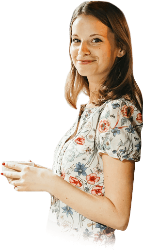 smiling woman with coffee