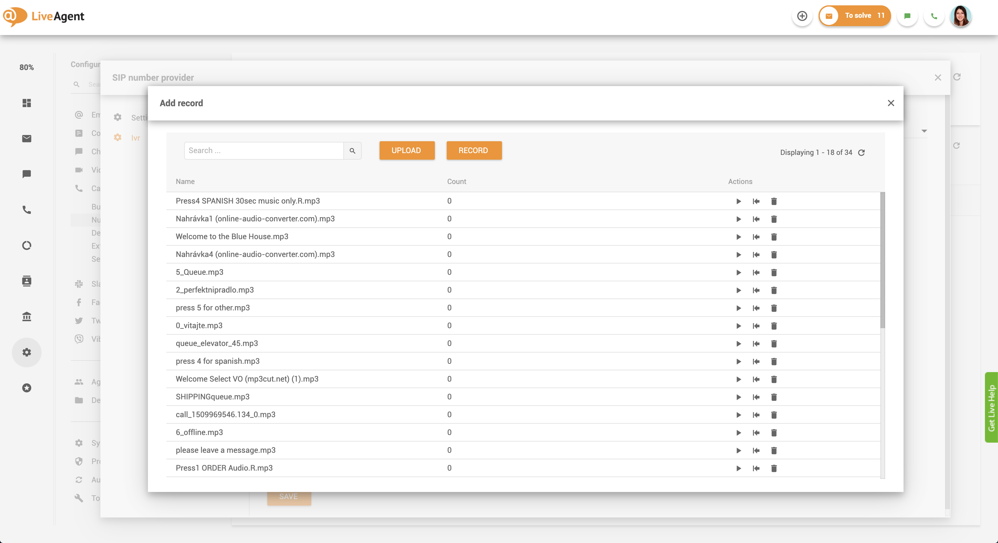 callback set up IVR messages