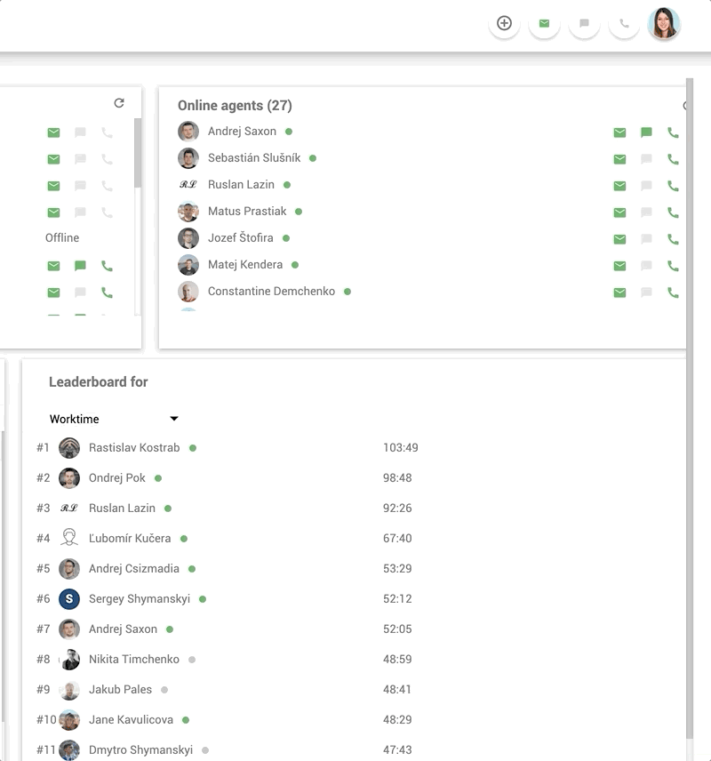 A LiveAgent belső munkahelyi csevegési funkciója - példa