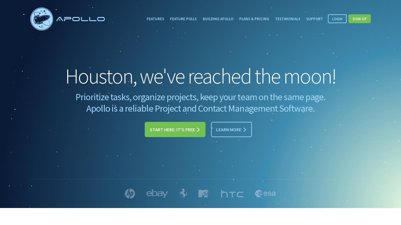 Apollo is a project and contact management software that prioritizes tasks and helps organize projects. It allows users to break down projects into smaller, more manageable tasks and set milestones to ensure everyone stays on track. With features such as time tracking, Gantt chart support, and proof images, Apollo allows for efficient collaboration and communication within a team. It also offers the ability to keep tabs on contacts and leads, making it a comprehensive tool for project management.