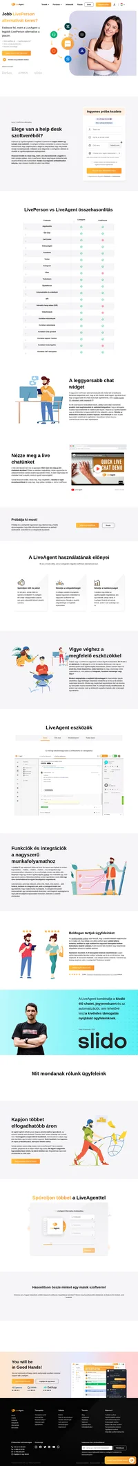 Jobb alternatívát keres, mint a LivePerson? Fontolja meg a LiveAgentet, a díjnyertes többcsatornás ügyfélszolgálati szoftvert.