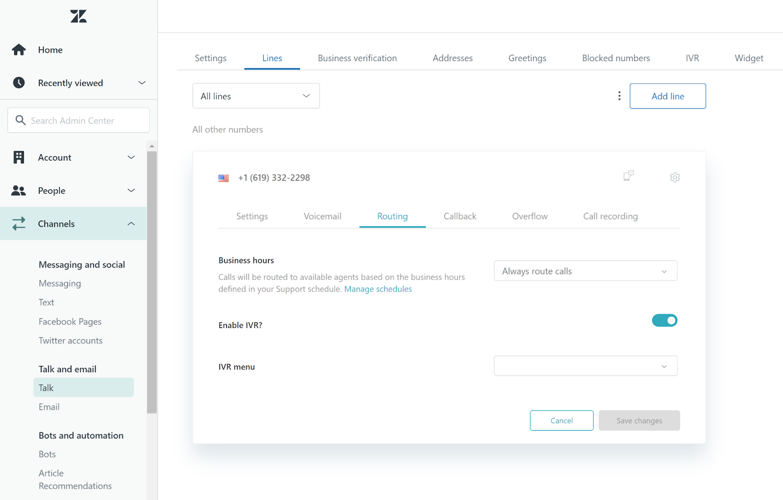 Zendesk IVR beállítások