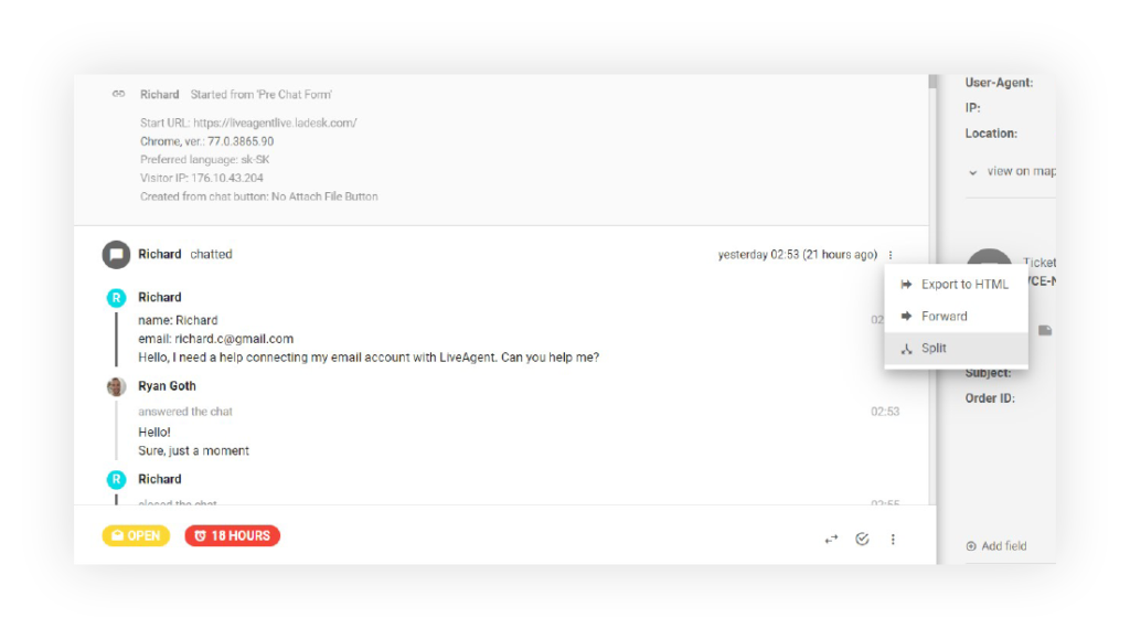 Jegyek-szétválasztása-LiveAgent
