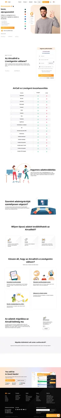 Szeretné adatait az Aircallból egy másik rendszerbe migrálni? Tekintse meg a LiveAgent ajánlatát és annak előnyeit. Próbálja ki már ma díjmentesen.