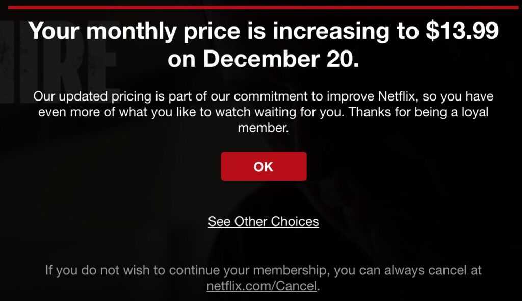 netflix áremelés e-mail sablon
