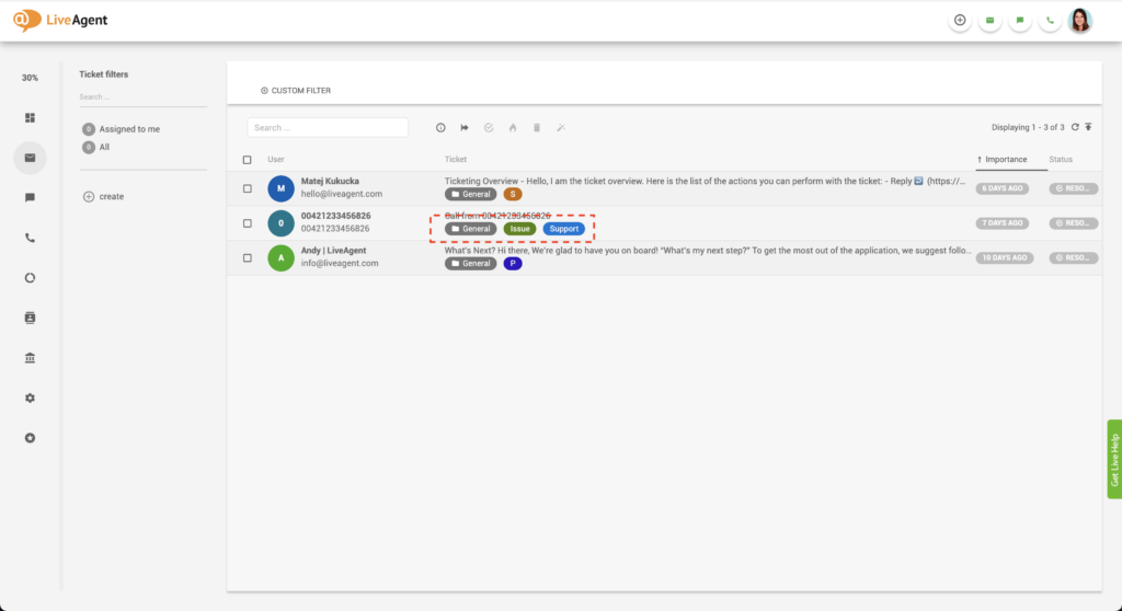 Univerzális postafiók jegykezelő címkéi