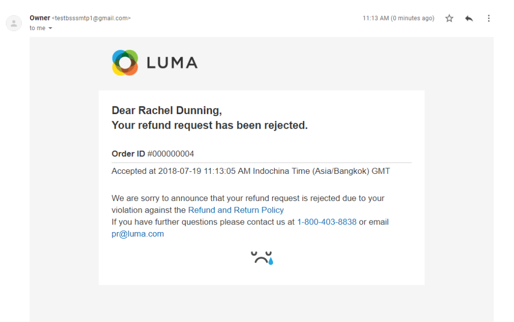 visszatérítési kérelem elutasítása