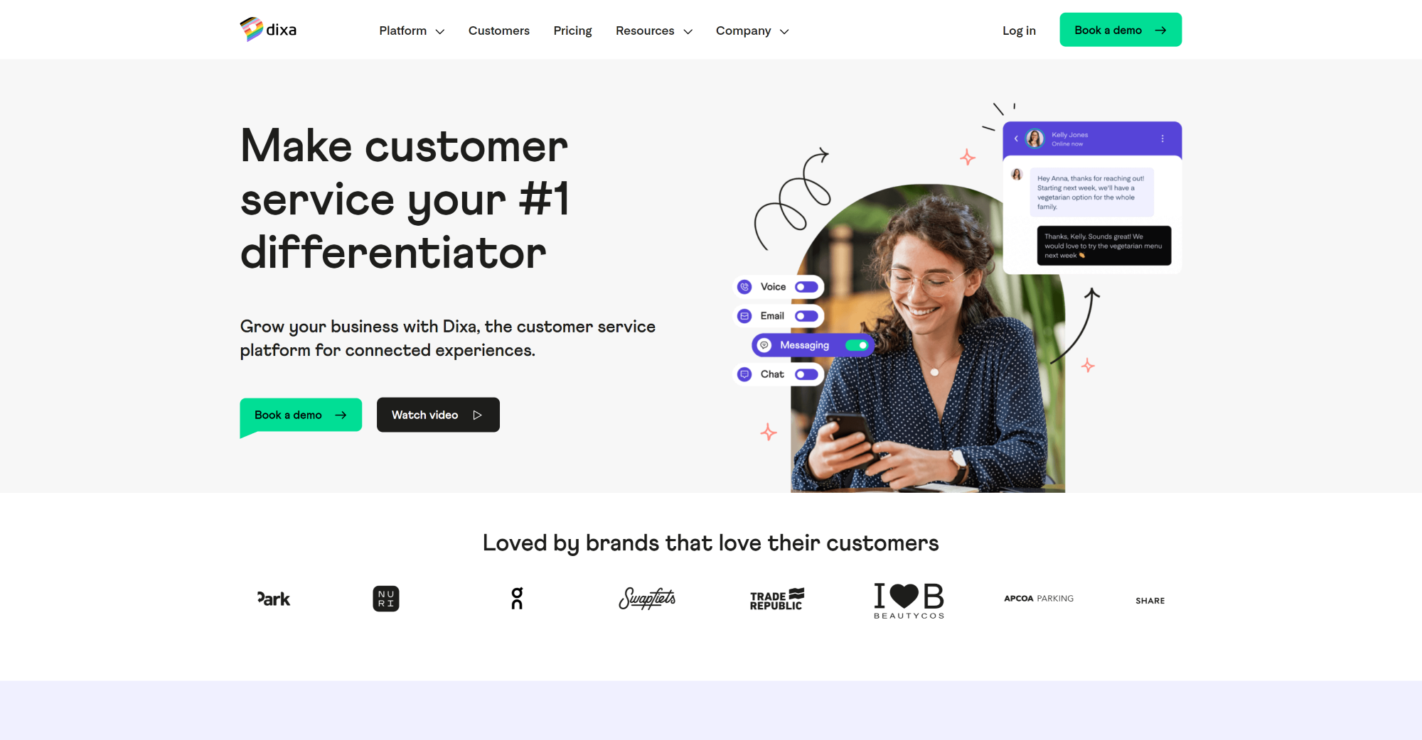 Dixa Call Center software homepage