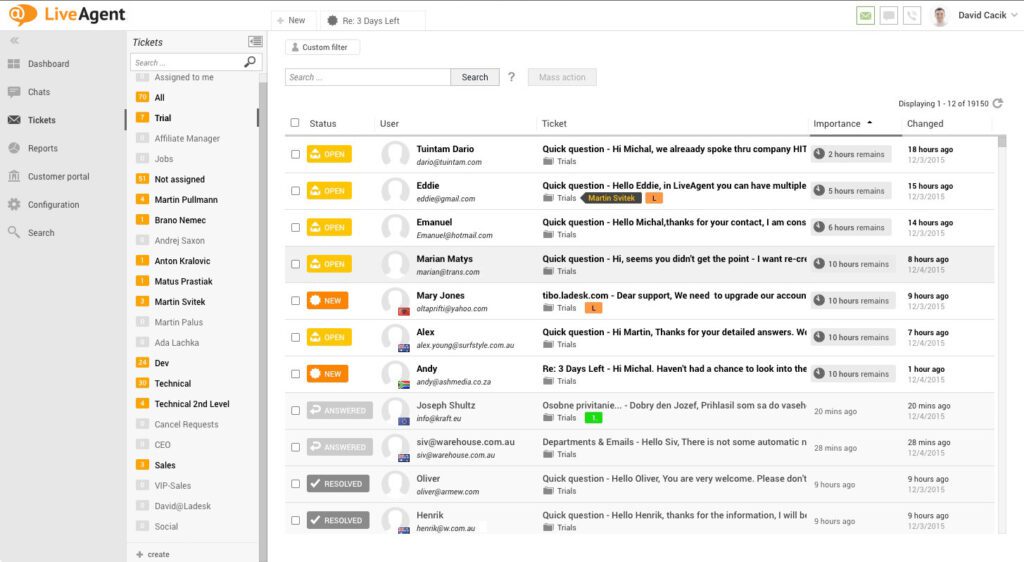 A LiveAgent White témájú jegyek áttekintése
