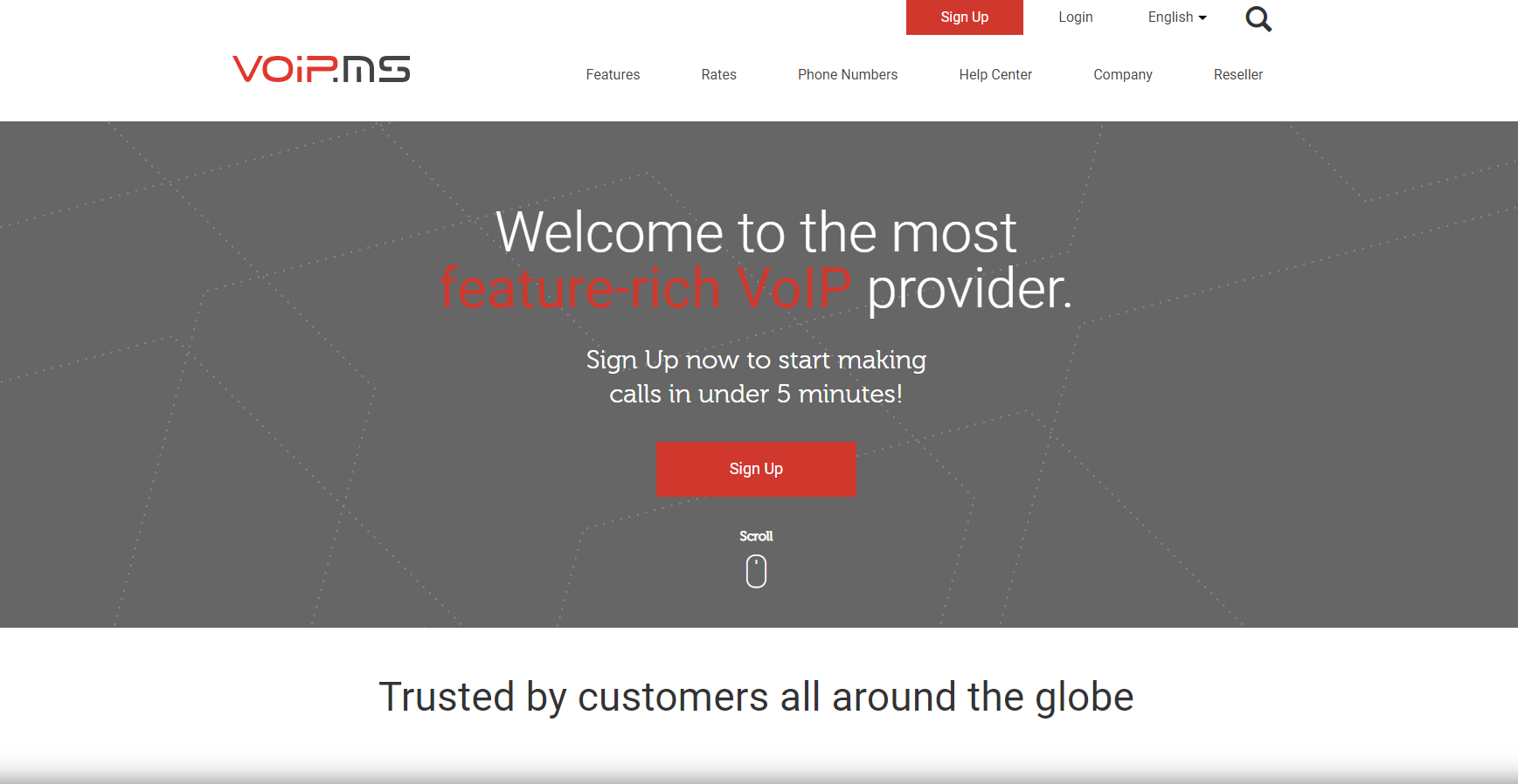 VoIP.ms szolgáltató webhelye